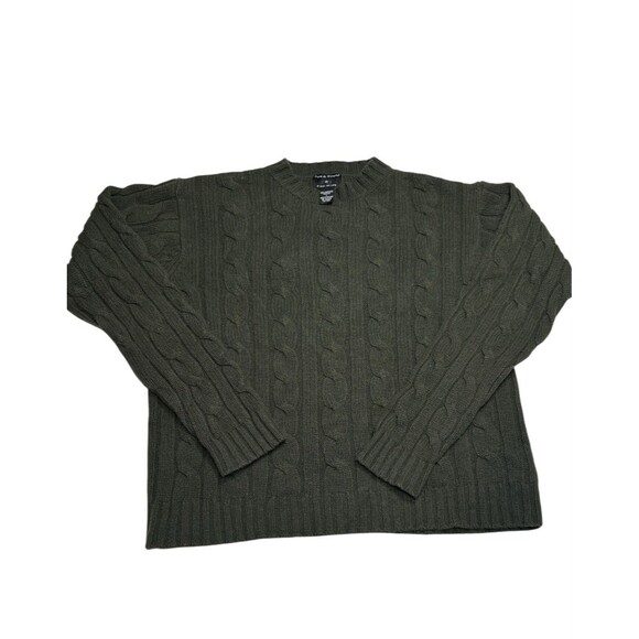 Pure & Simple 100% Lambswool Cable Knit Sweater Men’s L Green Crewneck Pullover - Picture 1 of 7